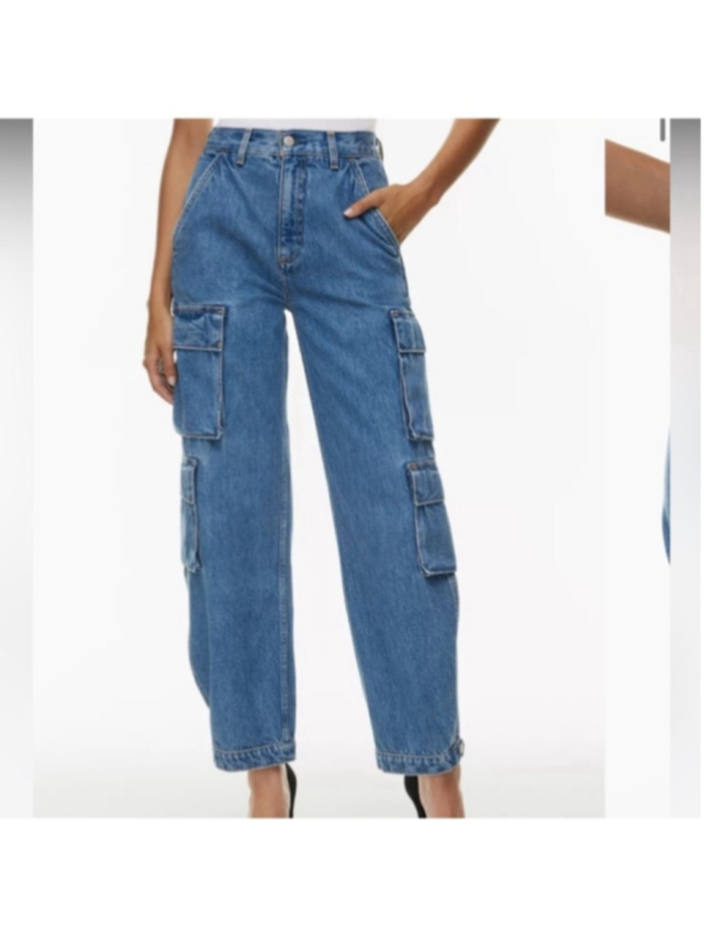 Aritzia Denim Forum The 90's Millie hi-rise cargo jeans loose barrel sz 26
